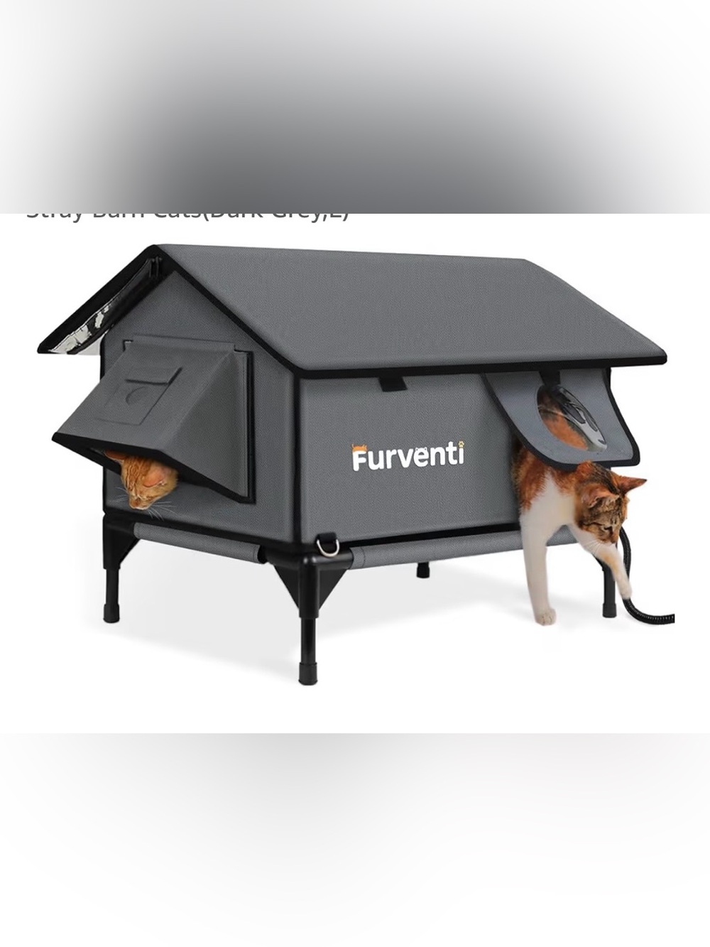 Outdoor Cat House Large Dark Grey Elevated Weatherproof Stray Barn